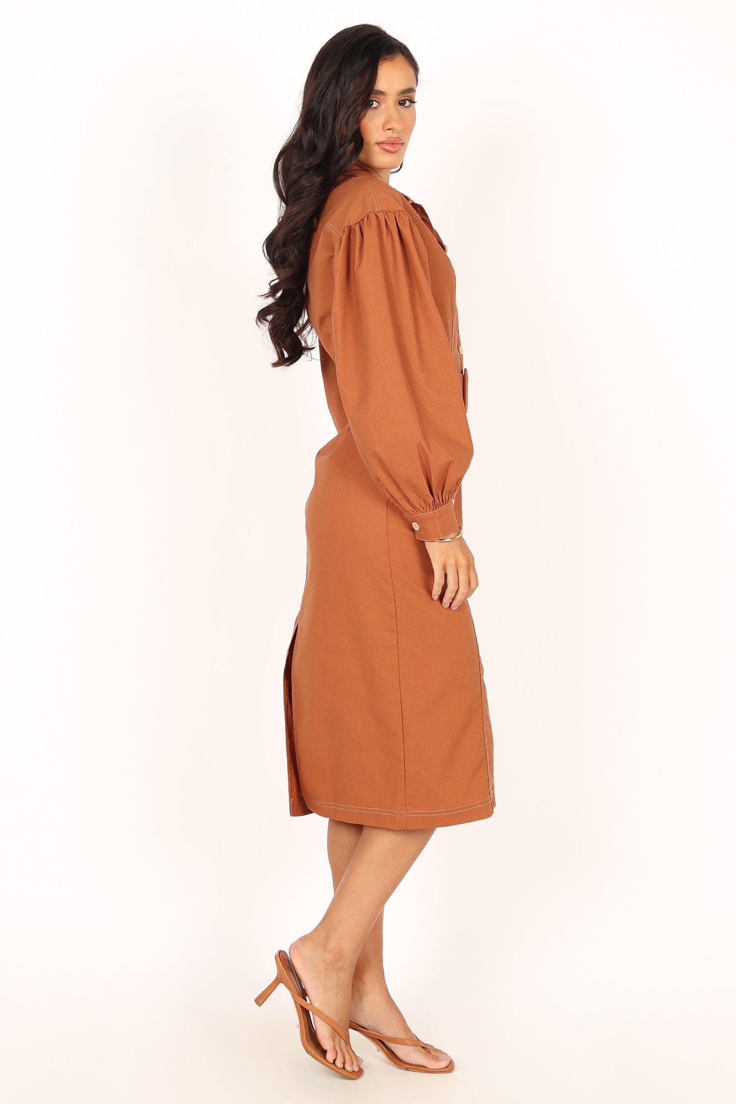 Coco Long Sleeve Midi Dress - Tan